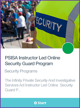 Private Security and Investigative Services Act Security Guard Course Course Card.